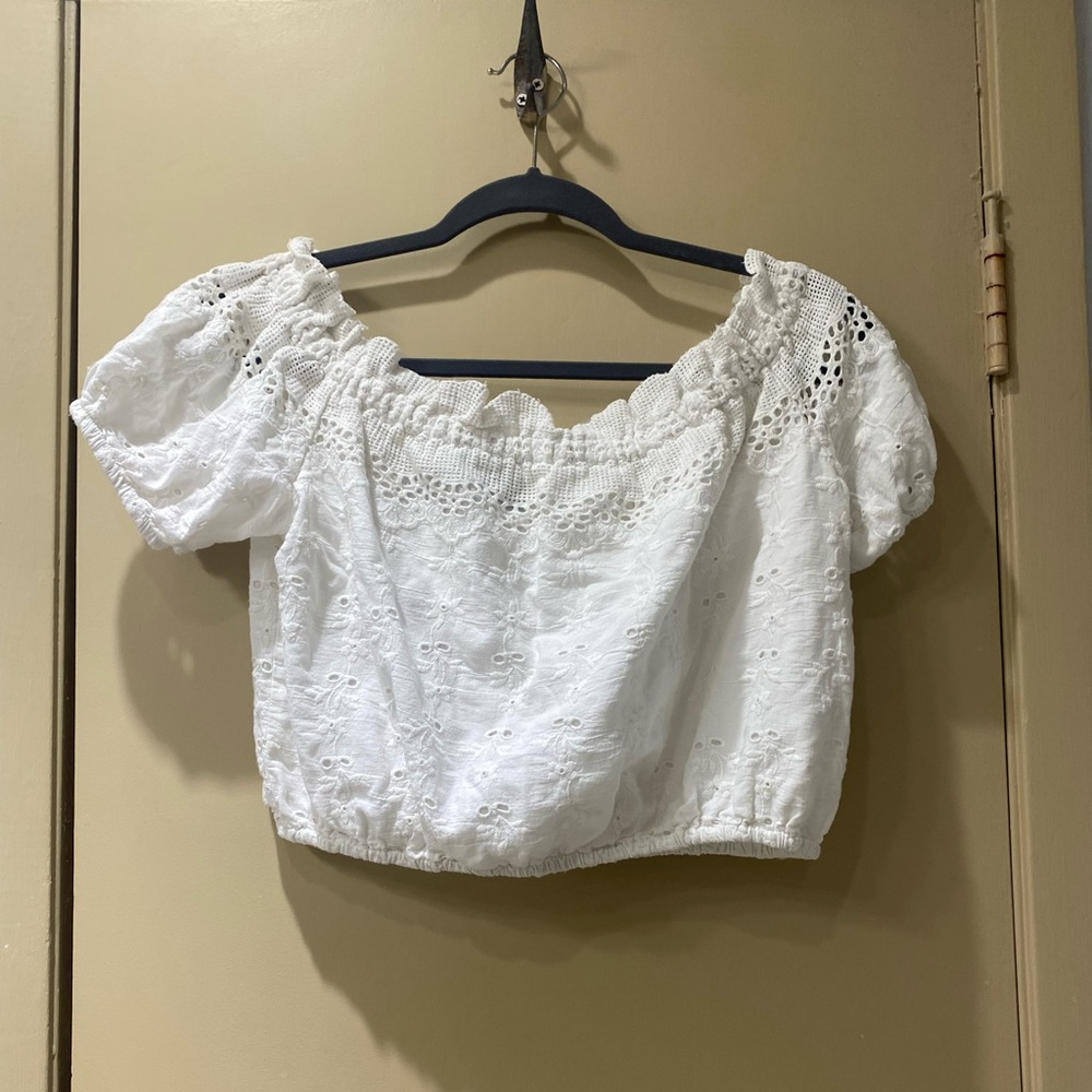 Blue rain crop top